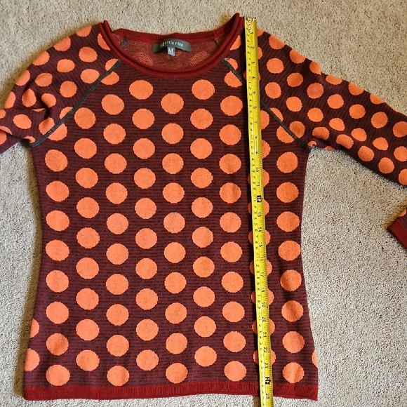 Title Nine Red and Orange Cotton Blend Polka Dot Sweater - Picture 7 of 8